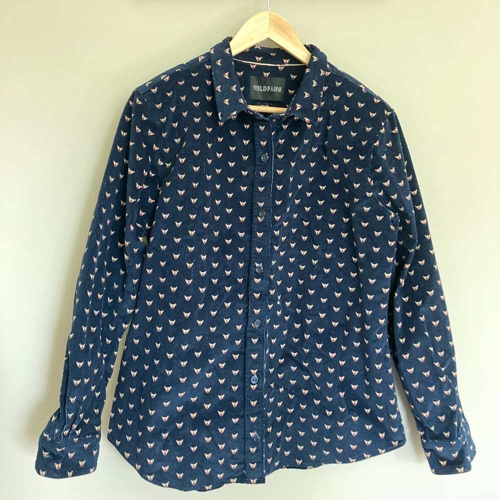 WILDFANG THE ESSENTIAL CORDUROY LONG SLEEVE BUTTON UP Puppy Print